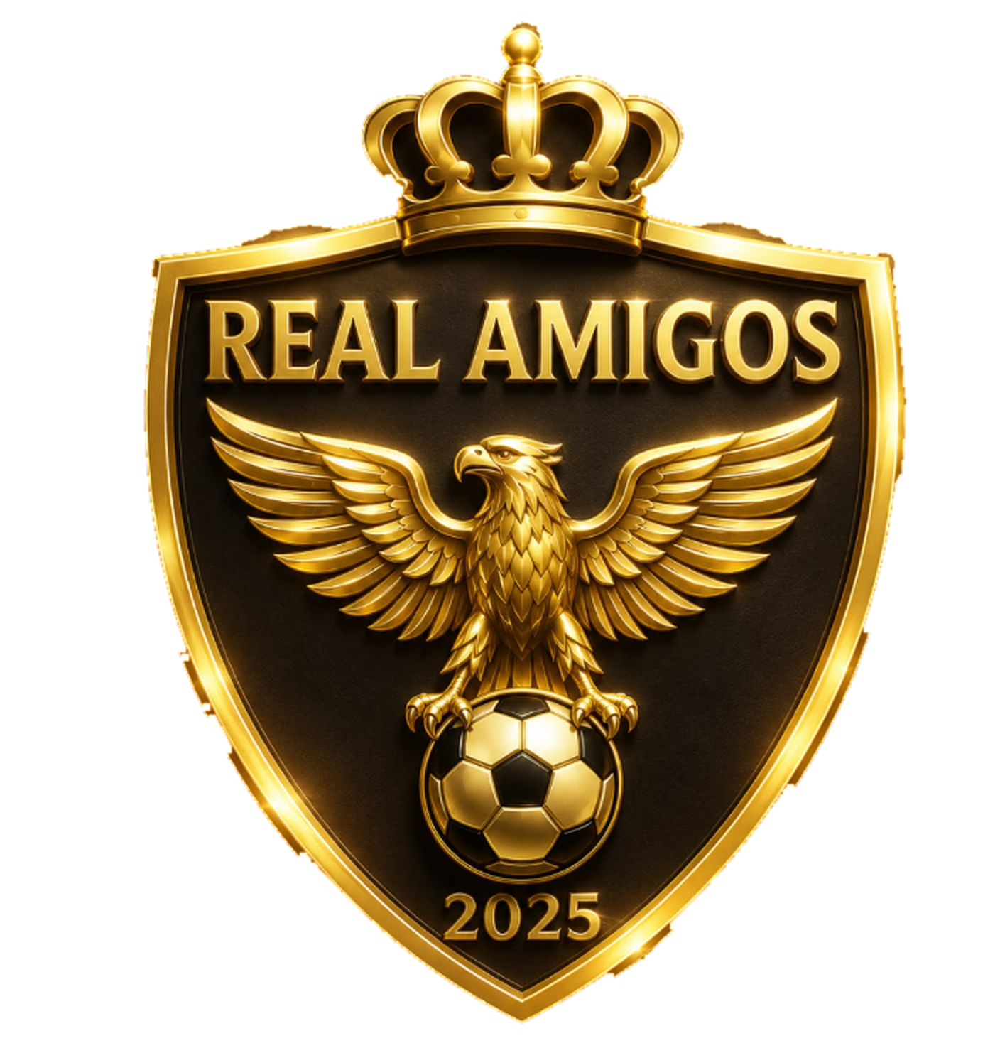 Escudo do Real Amigos FC — águia dourada sobre bola de futebol